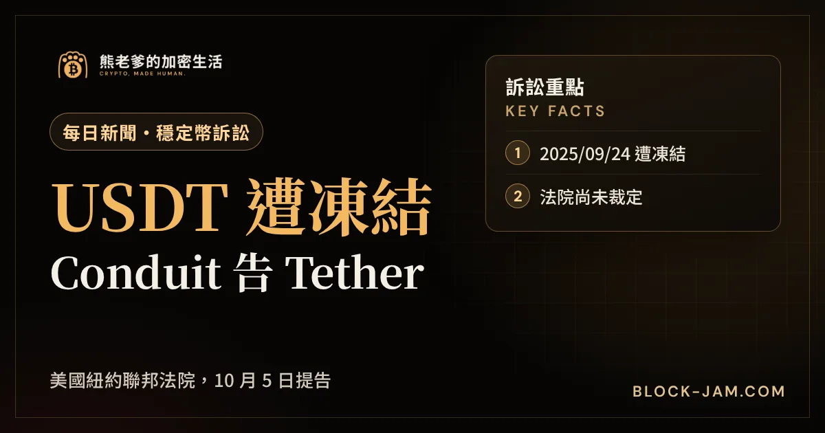 美國支付商 Conduit 控告 Tether 凍結約 276 萬美元 USDT 的新聞封面