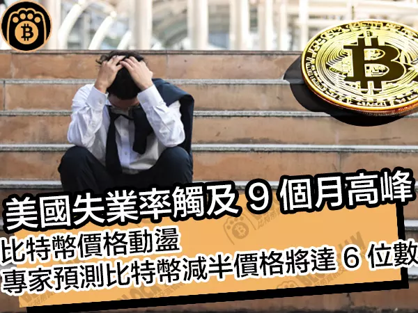 熊老爹 - 美國失業率觸及 9 個月高峰！比特幣價格動盪，專預測減半價格將達 6 位數