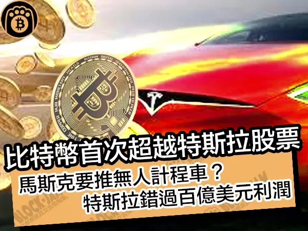 熊老爹 - 比特幣首次超越特斯拉股票！馬斯克要推無人計程車？特斯拉錯過百億美元利潤