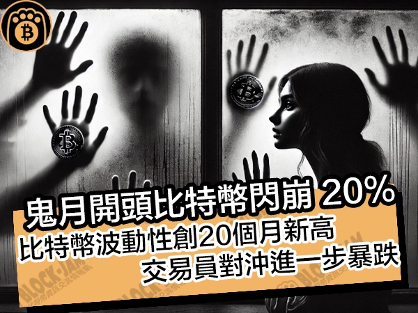 鬼月開頭比特幣閃崩 20%!比特幣波動性創20個月新高,交易員對沖進一步暴跌 - 熊老爹比特幣資訊交流情報網