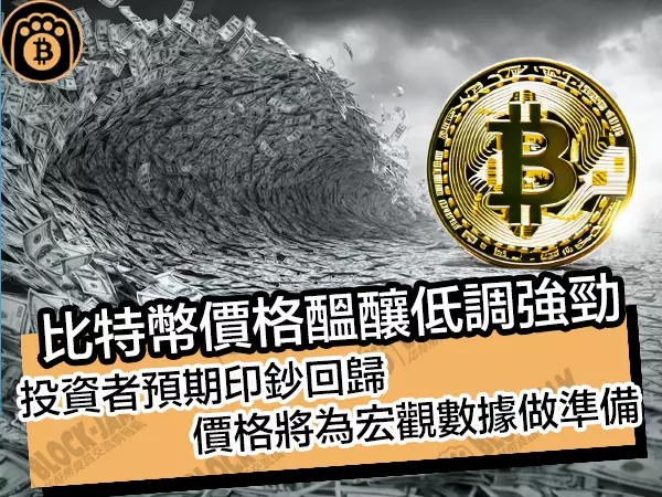 熊老爹 - 比特幣價格醞釀低調強勁!投資者預期印鈔回歸,價格將為宏觀數據做準備