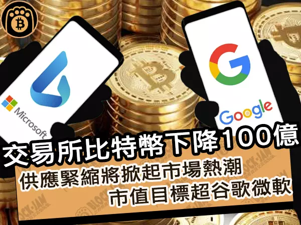 熊老爹 - 交易所比特幣下降100億！供應緊縮將掀起市場熱潮，市值目標超谷歌微軟