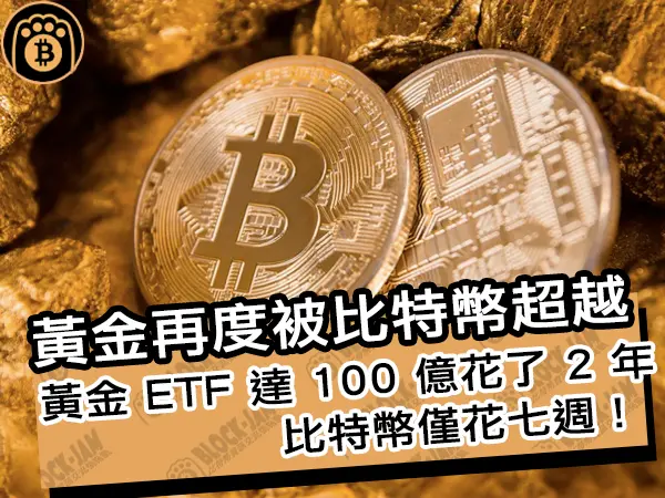熊老爹 - 黃金再度被比特幣超越!黃金 ETF 達 100 億花了 2 年,比特幣僅花七週!
