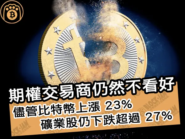 熊老爹 - 期權交易商仍然不看好!儘管比特幣上漲 23% 礦業股仍下跌超過 27%