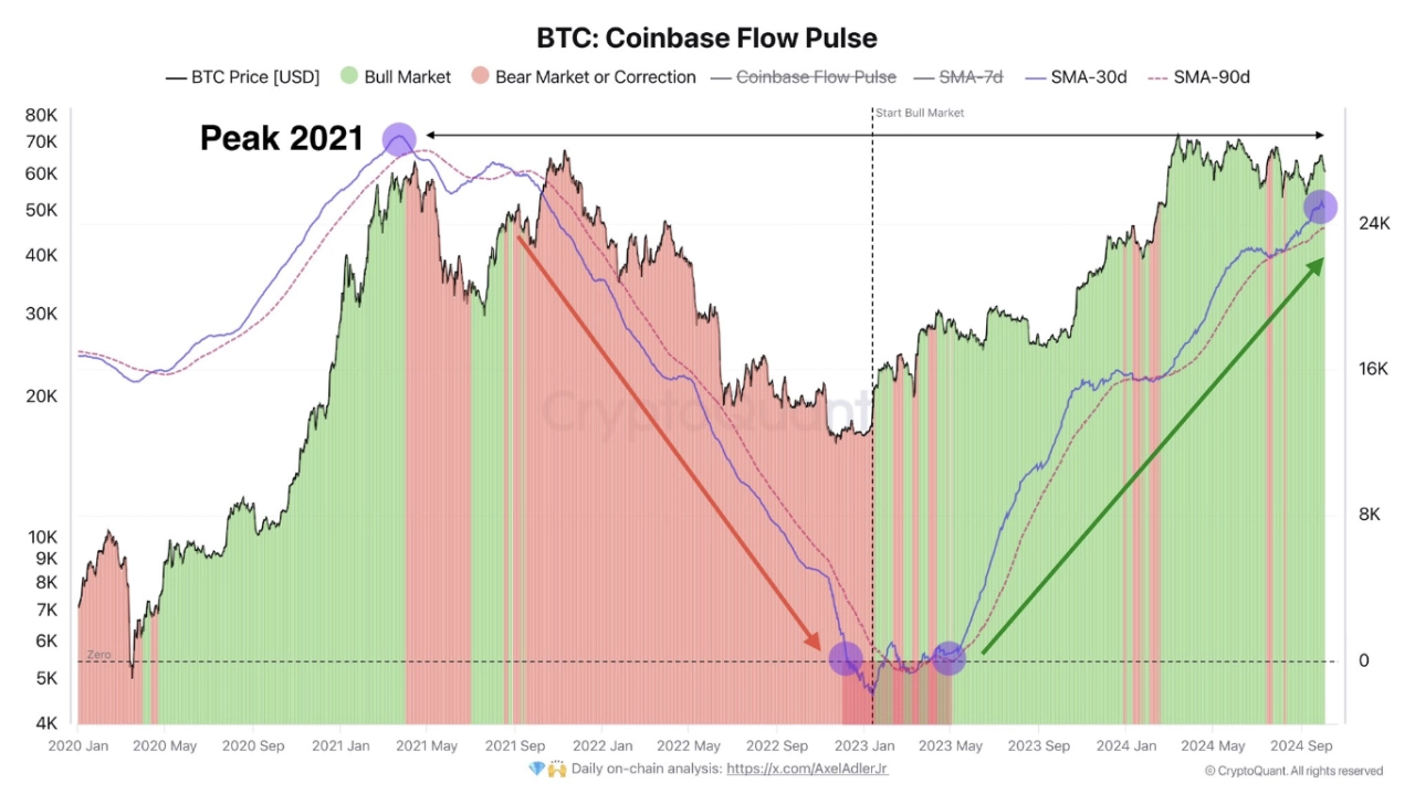 Coinbase 流量脈衝。來源：Axel Adler Jr./X