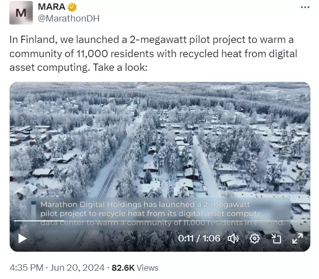 熊老爹比特幣資訊交流情報網 - 芬蘭BTC挖礦試點計畫。來源：Marathon - 非營利目的