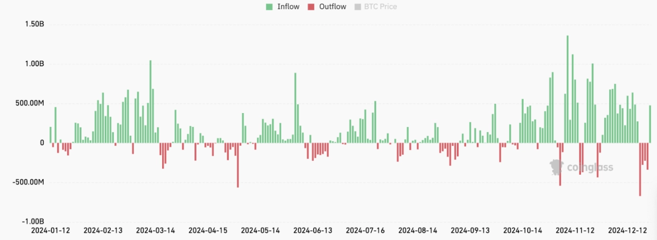 自 1 月推出以來，所有比特幣 ETF 均流入。來源：CoinGlass