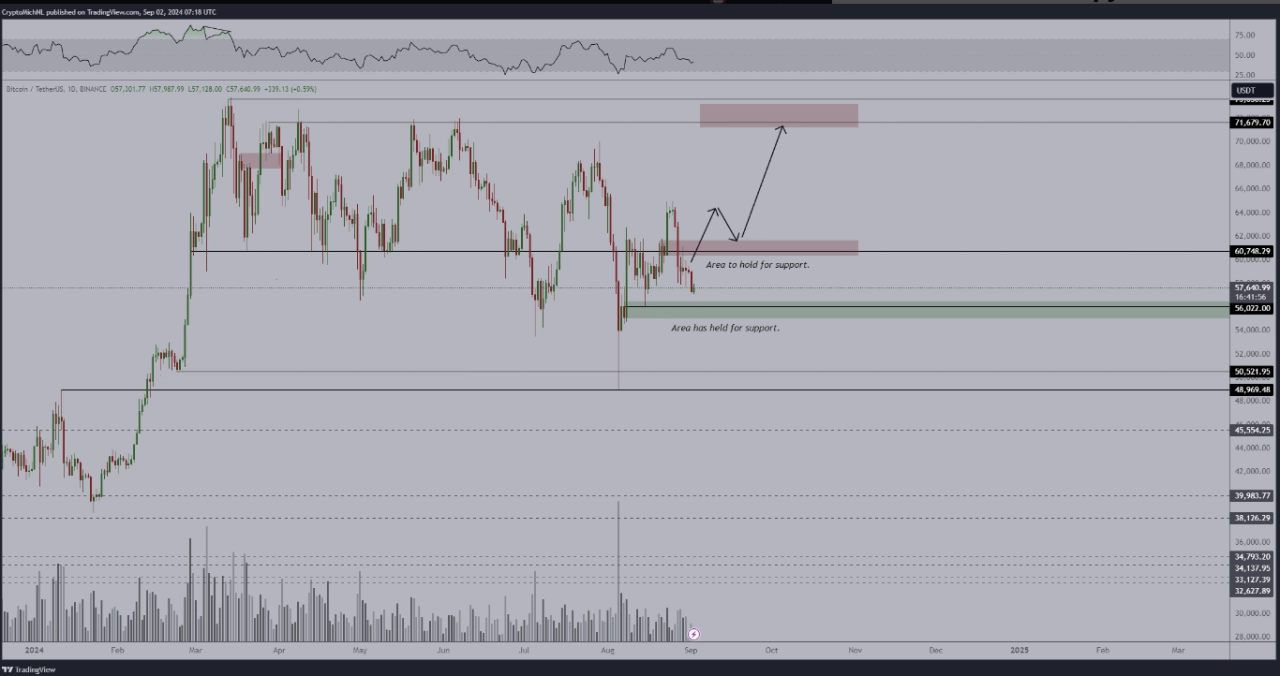 BTC/USDT 1 日圖表。來源：Michael van de Poppe/X