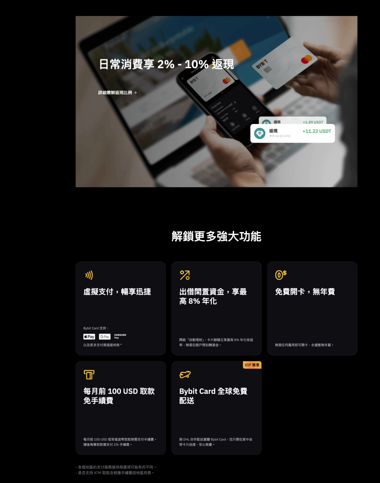 Bybit Card 是 Bybit 與 Mastercard 合作推出的加密貨幣簽帳金融卡，支持多種主流加密貨幣，包括 BTC、ETH、XRP、USDT、USDC、MNT、TON 和 BNB。