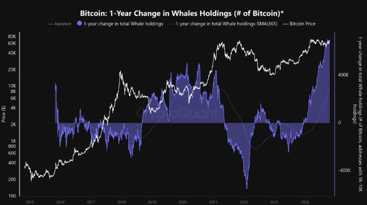 比特幣鯨魚持有量圖表。來源：CryptoQuant