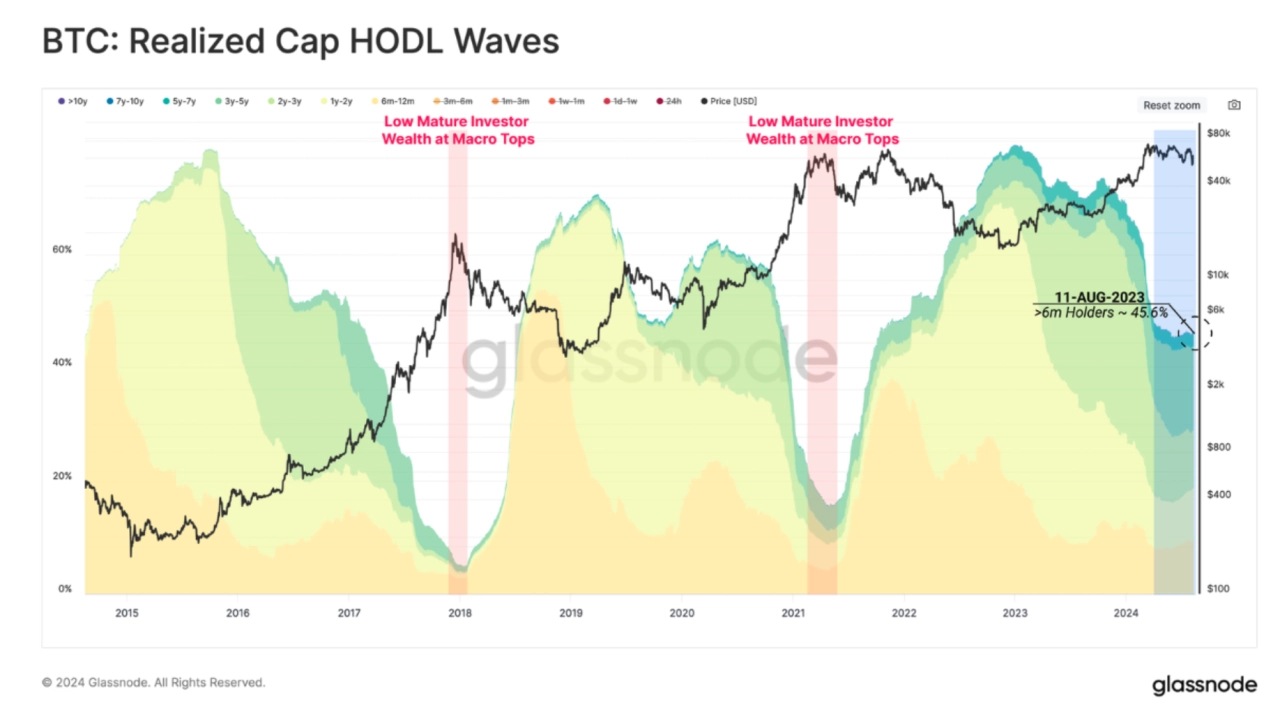 比特幣實現上限 HODL 波浪圖（截圖）。來源：Glassnode - 熊老爹比特幣資訊交流情報網